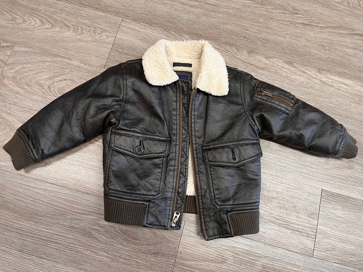 Baby Gap Faux Leather Jacket – 2 Years | Sherpa Lining - Nest and Sprout-Consignment