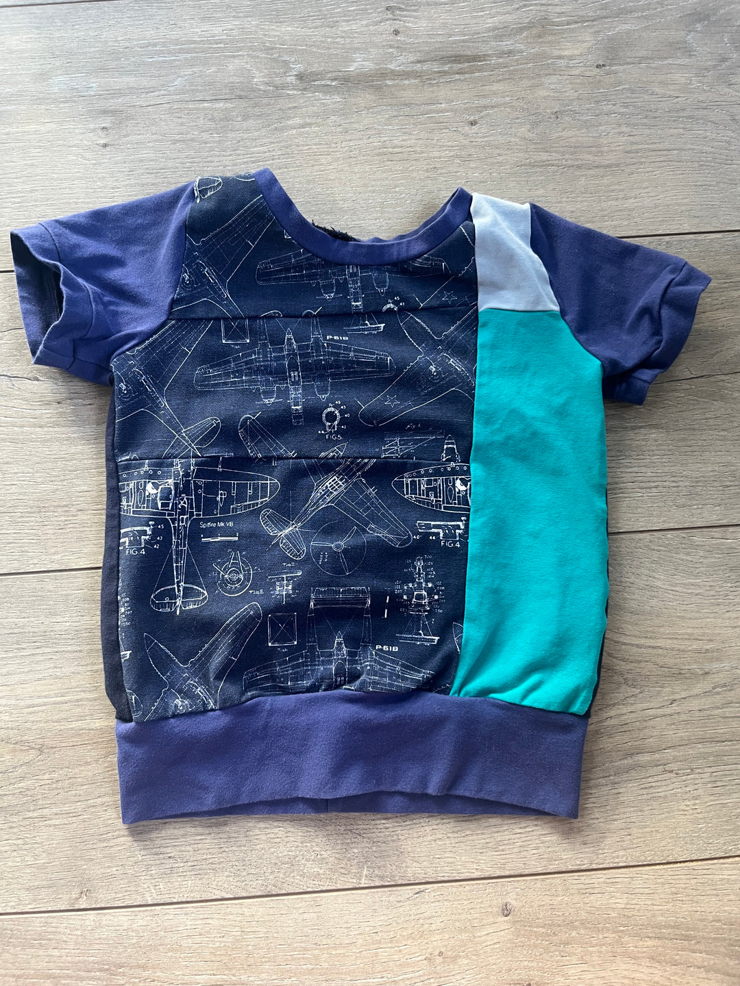 Squishy Loveable Tee Shirt – 1-3 Years | Blue Patchwork