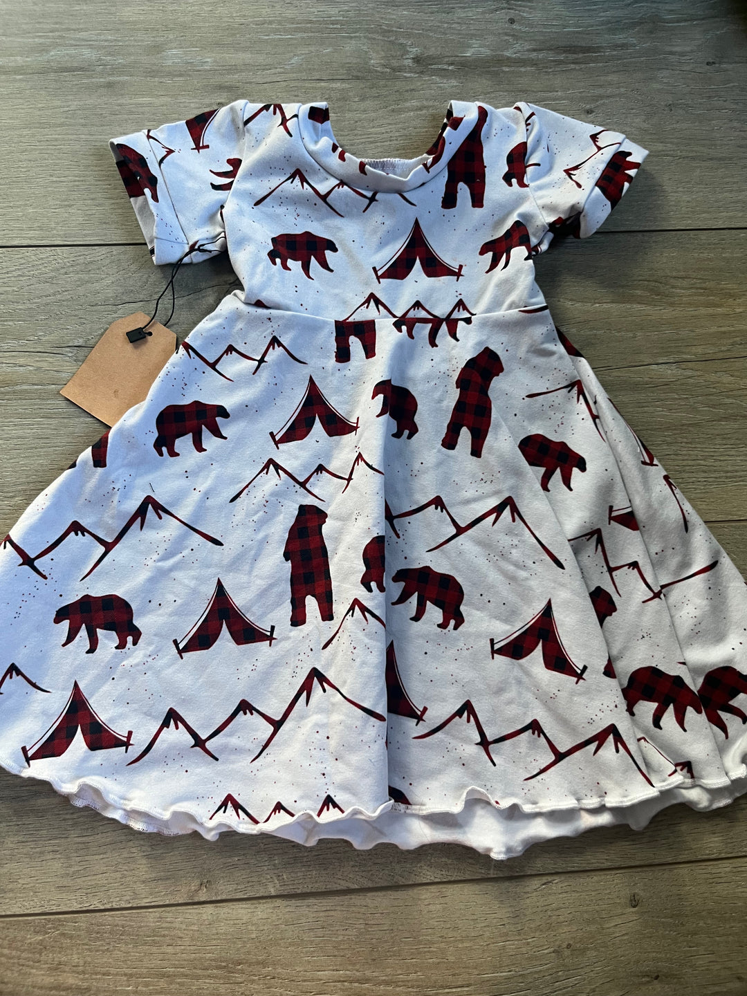 Gro by Zo Grow With Me Twirl Dress – 1-3 Years | Lettuce Hem | Buffalo Plaid Animal Camping Print | NWT