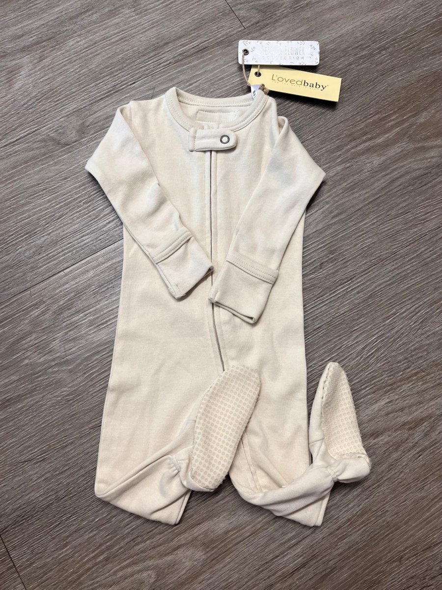 Loved Baby Zipper Footie – 0-3 Months | Stone | NWT - Nest and Sprout-Consignment