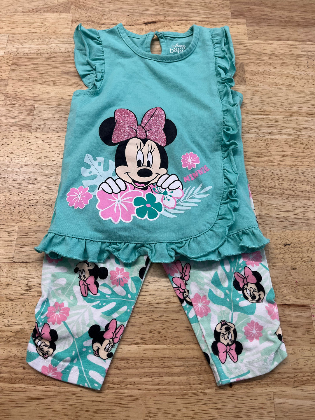 Disney Baby Minnie Mouse Tank Top and Leggings Set – 12-18 Months | Tropical | Mint