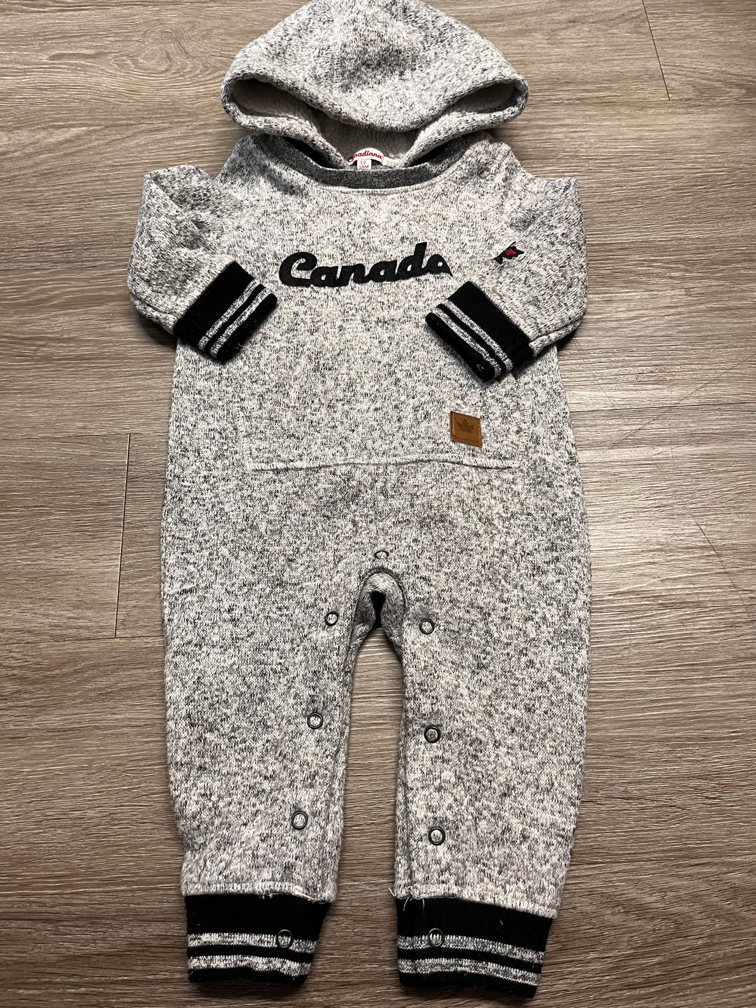 Canadian Heathered Hoodie – 12-18 Months | Light Grey