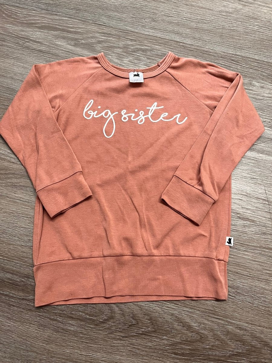 Little & Lively Big Sister Shirt – 3/4 | Orange - Nest and Sprout-Consignment