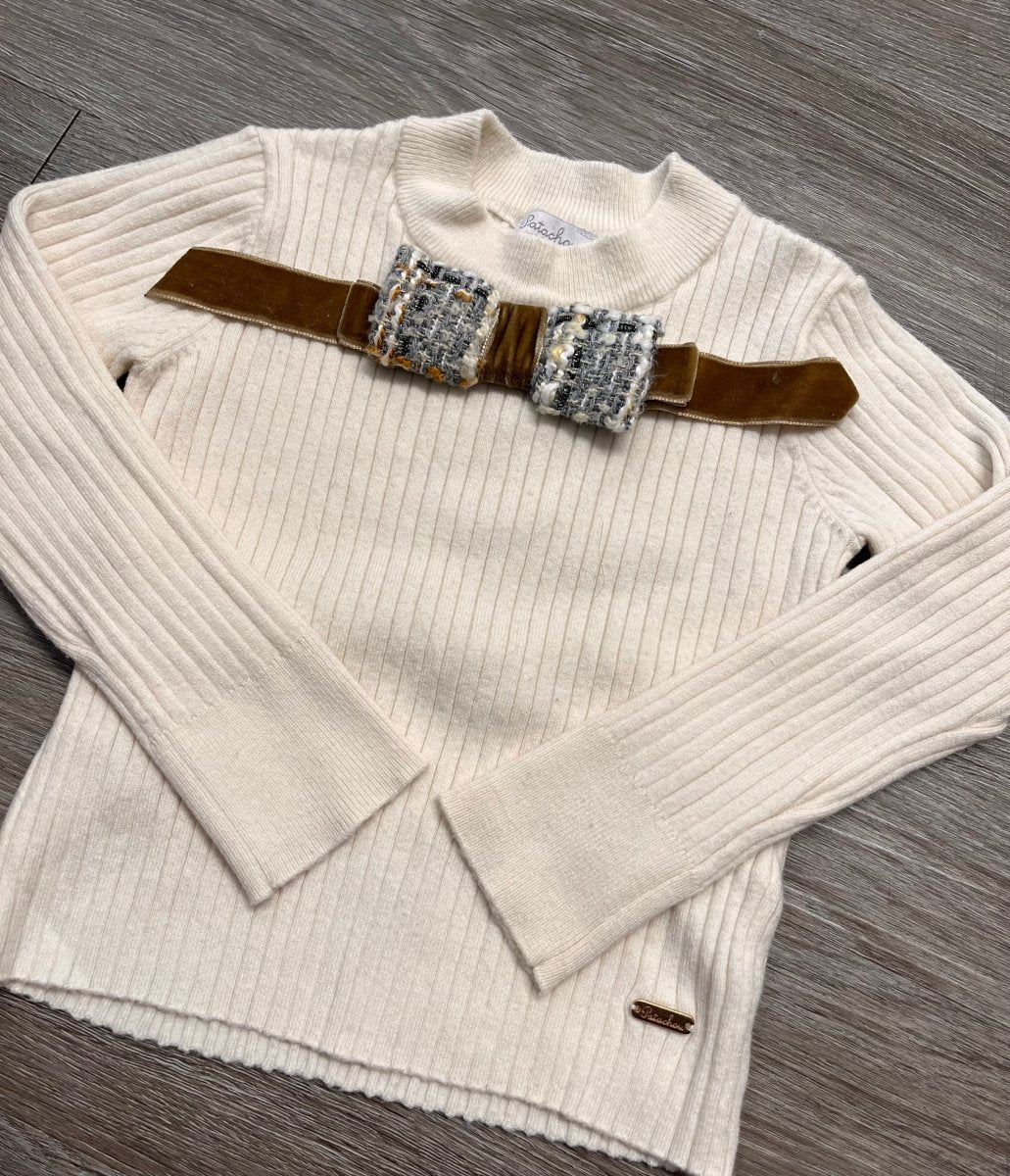 Patachou Ribbed Long Sleeve Sweater – 4Y | Cream - Nest and Sprout-Consignment