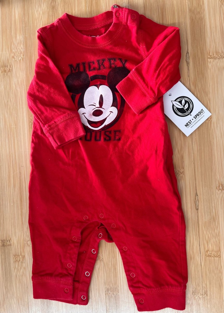 Gap x Disney Mickey Mouse Romper – 3-6 Months | Red - Nest and Sprout-Consignment