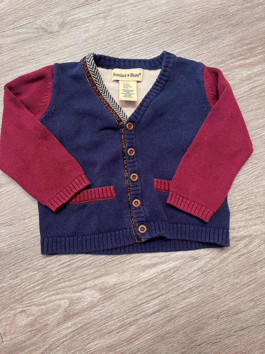 Colourblocked Knit Cardigan – 18 Months | Blue - Nest and Sprout-Consignment