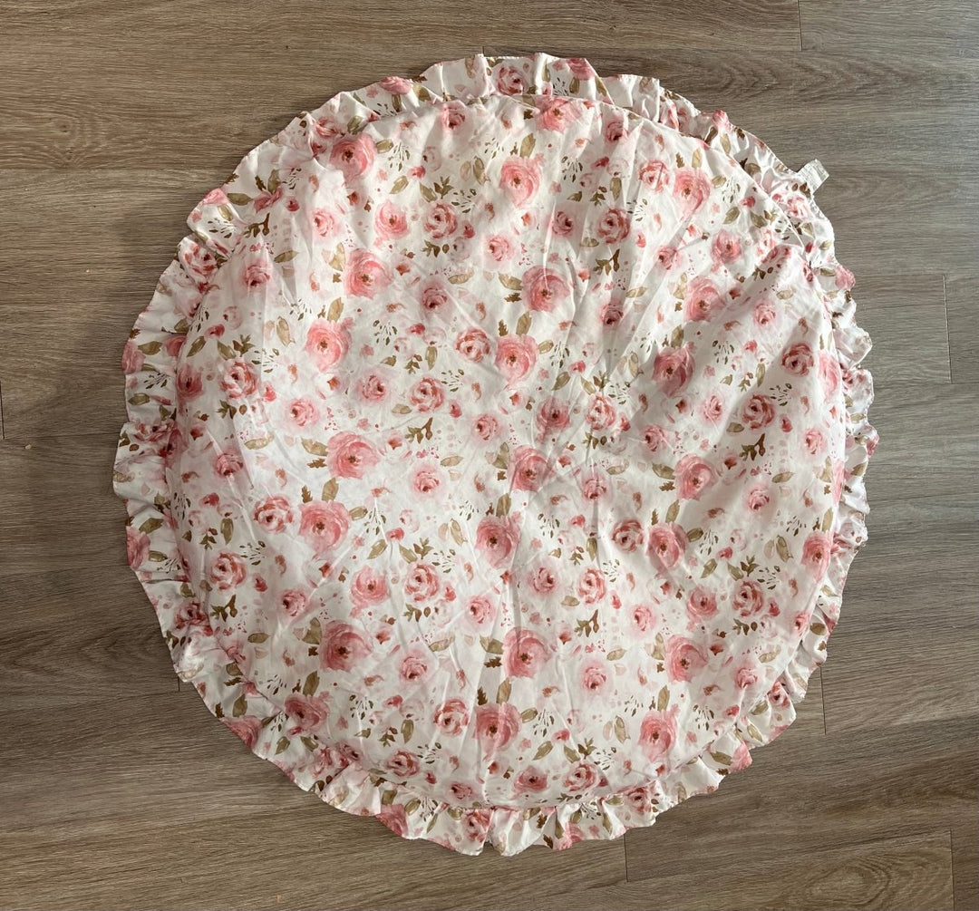 Round Play Mat – O/S | Pink Rose Flower | Oeko-Tex - Nest and Sprout-Consignment