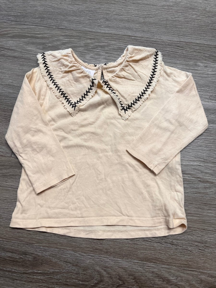 Zara Top – 3/4 | Peach | Decorative Collar PLAY - Nest and Sprout-Consignment
