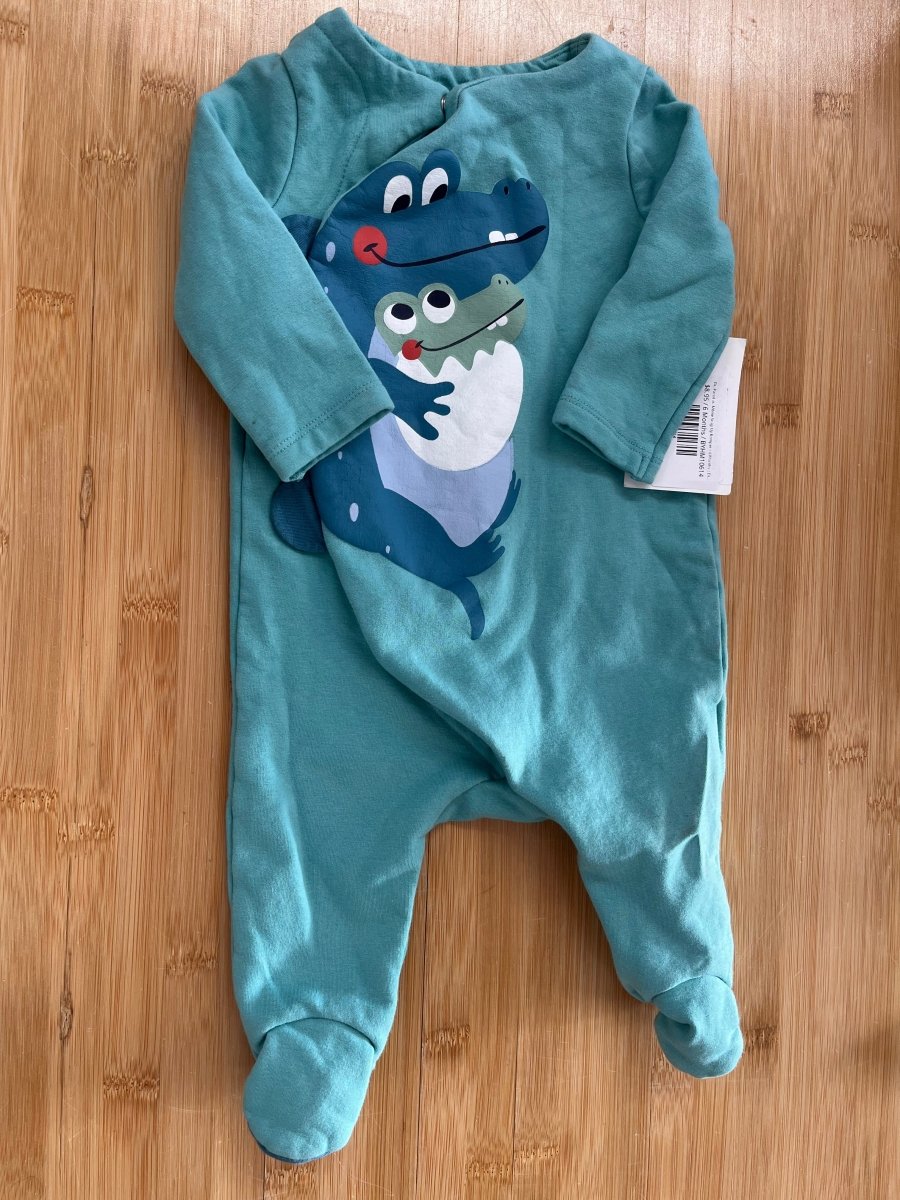 Du Pareil au Même Snap Up Romper – 6 Months | Dinosaurs | Turquoise and Light Blue - Nest and Sprout-Consignment