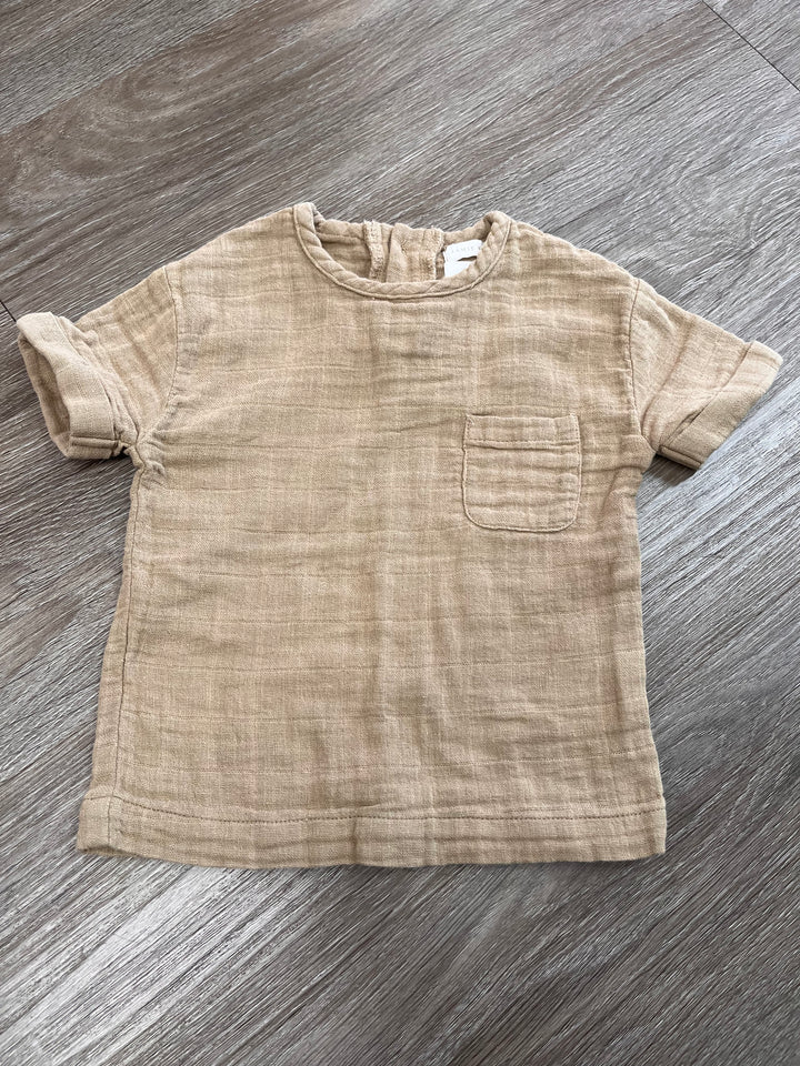 Jamie Kay Muslin Shirt – 6-12 Months | Light Brown | Short Sleeve