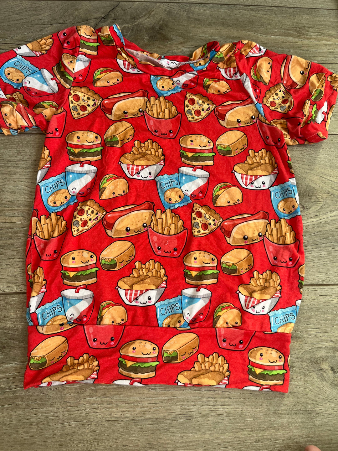 Gro by Zo Bamboo Tee Shirt – 3-6 Years | Burgers and Fries Print