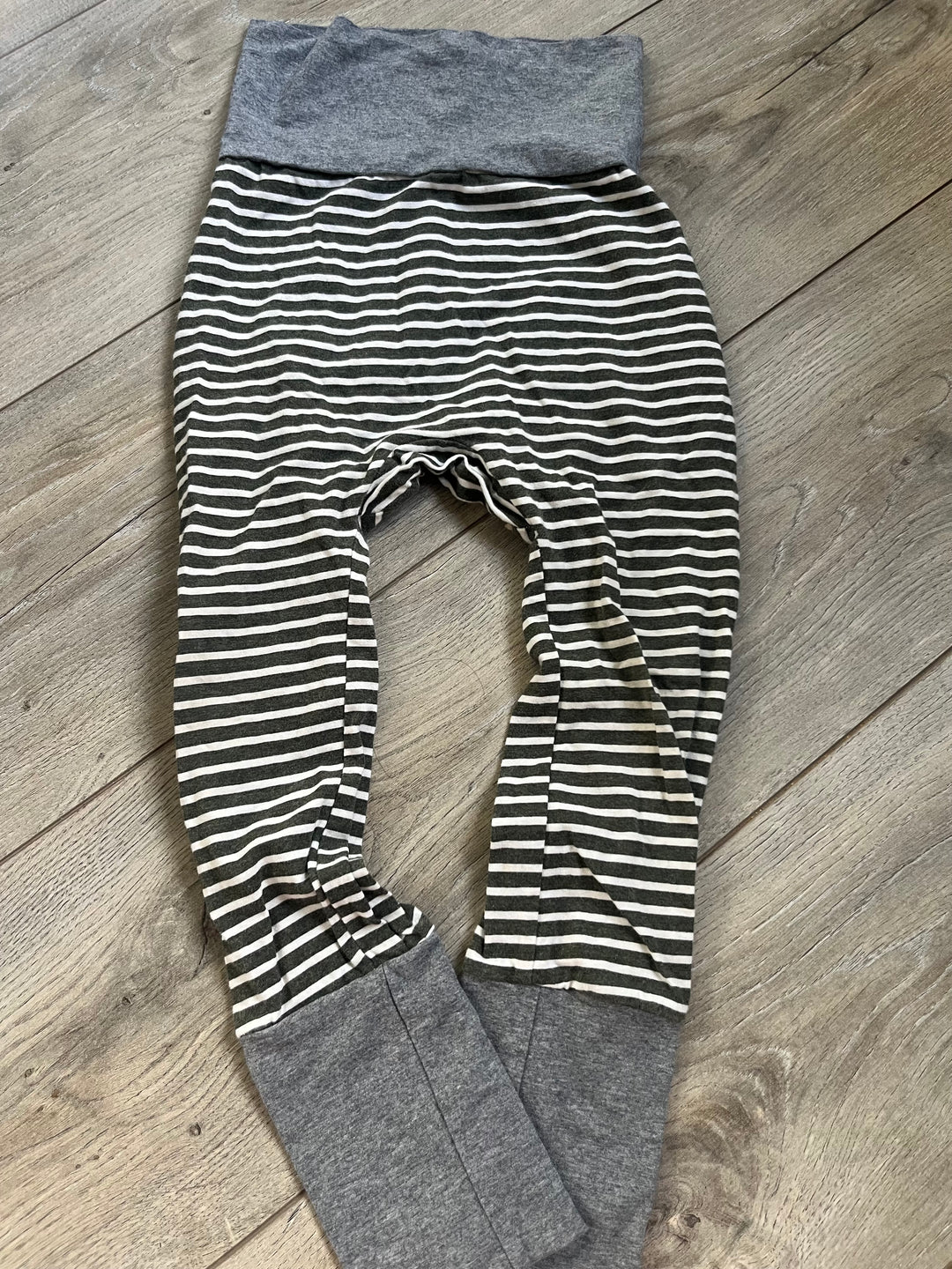 Gro by Zo Grow With Me Pants – 1-3 Years | Dark Green Stripes | Grey Trim