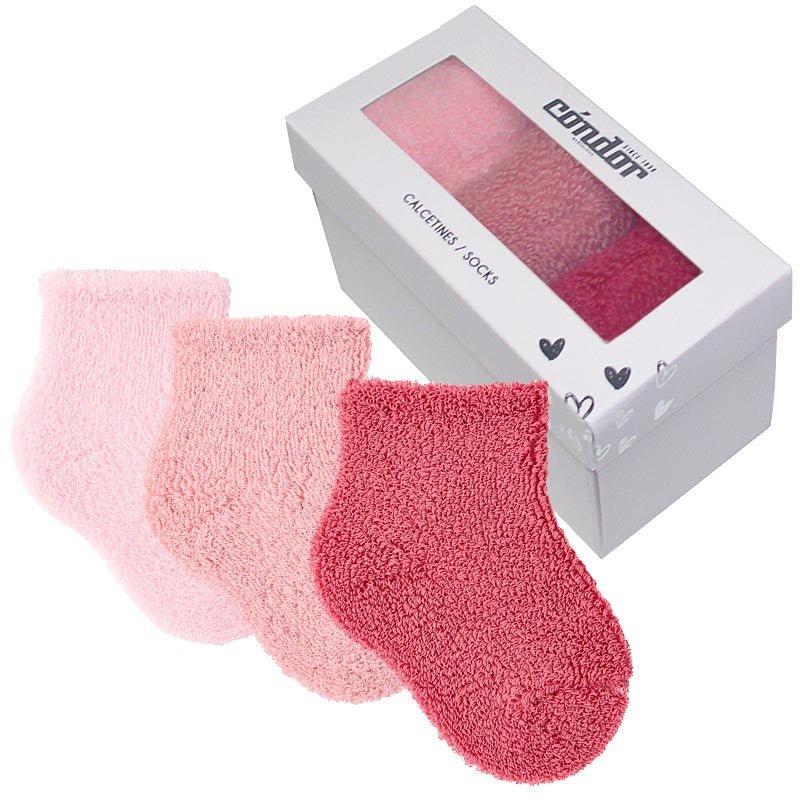 Terry Baby Socks | Pack of 3 | Pink | FINAL SALE - Nest and Sprout - Condor