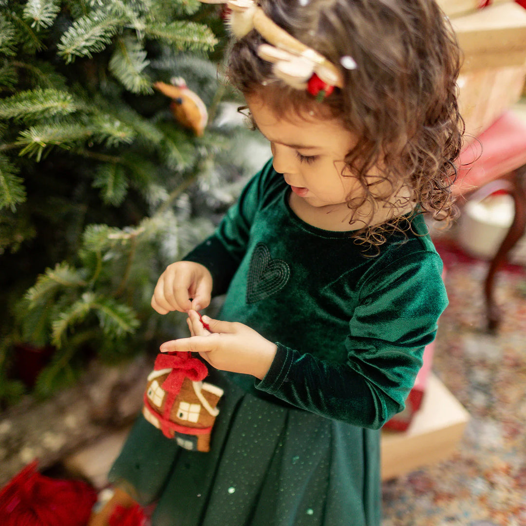 Baby/Toddler Velvet & Sequin Green Dress