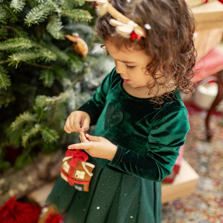 Baby/Toddler Velvet & Sequin Green Dress