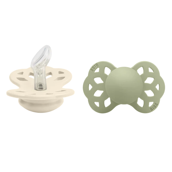 BIBS Infinity Pacifier Silicone 2 PK Anatomical Ivory/Sage
