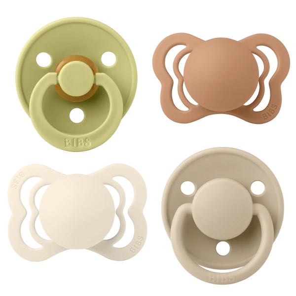 BIBS Try-It Pacifier Collection - 4 Different Soother Styles to Try Neutral Earth Tone Colours