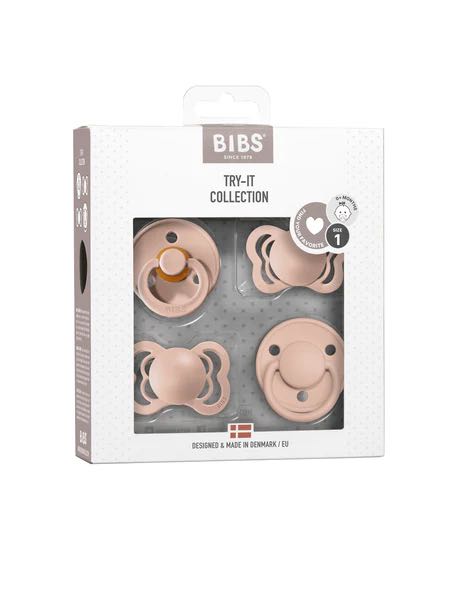 BIBS Try-It Pacifier Collection - 4 Different Soother Styles to Try in pink