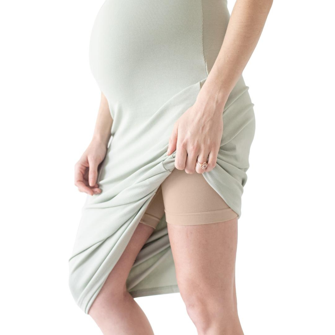 Bamboo Seamless No Rub Maternity Thigh Saver - Beige