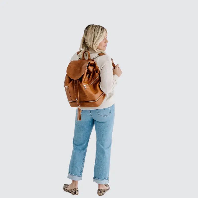 Lifestyle view of the Citi Journey Diaper Bag | Vintage Tan | Citi Collective