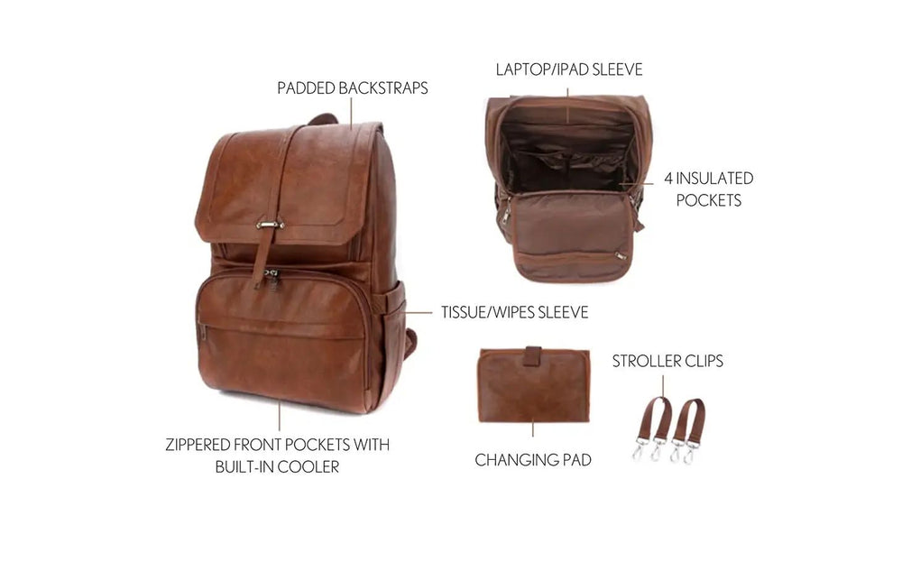Features of the Citi Navigator Diaper Bag | Saddle Brown