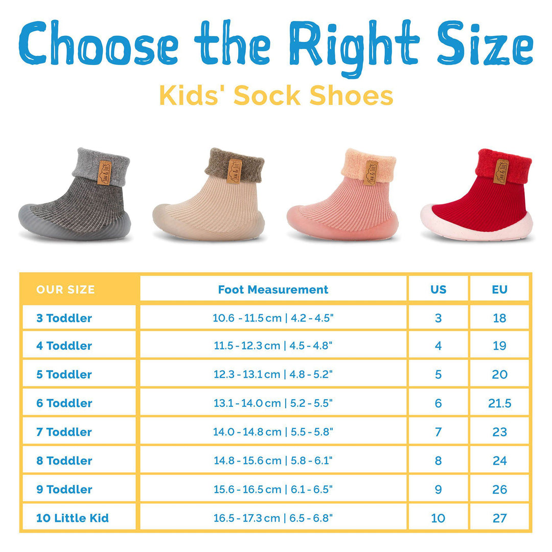Choose the right size graphic for the Cozy Sock Shoe | Jan & Jul