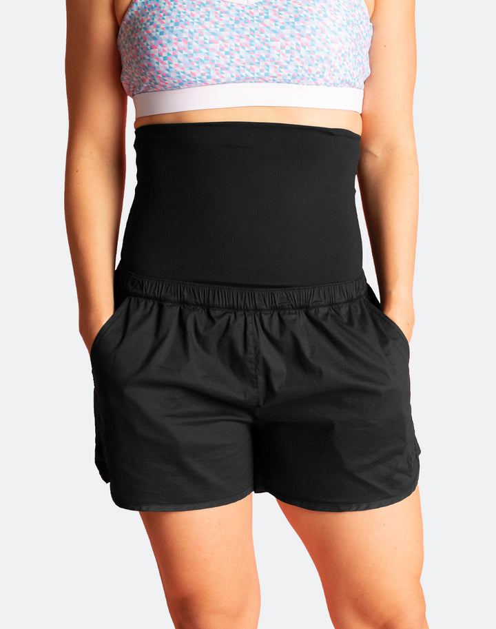 Flex Shorts | Maternity Running Shorts | Black - Nest and Sprout Maternity