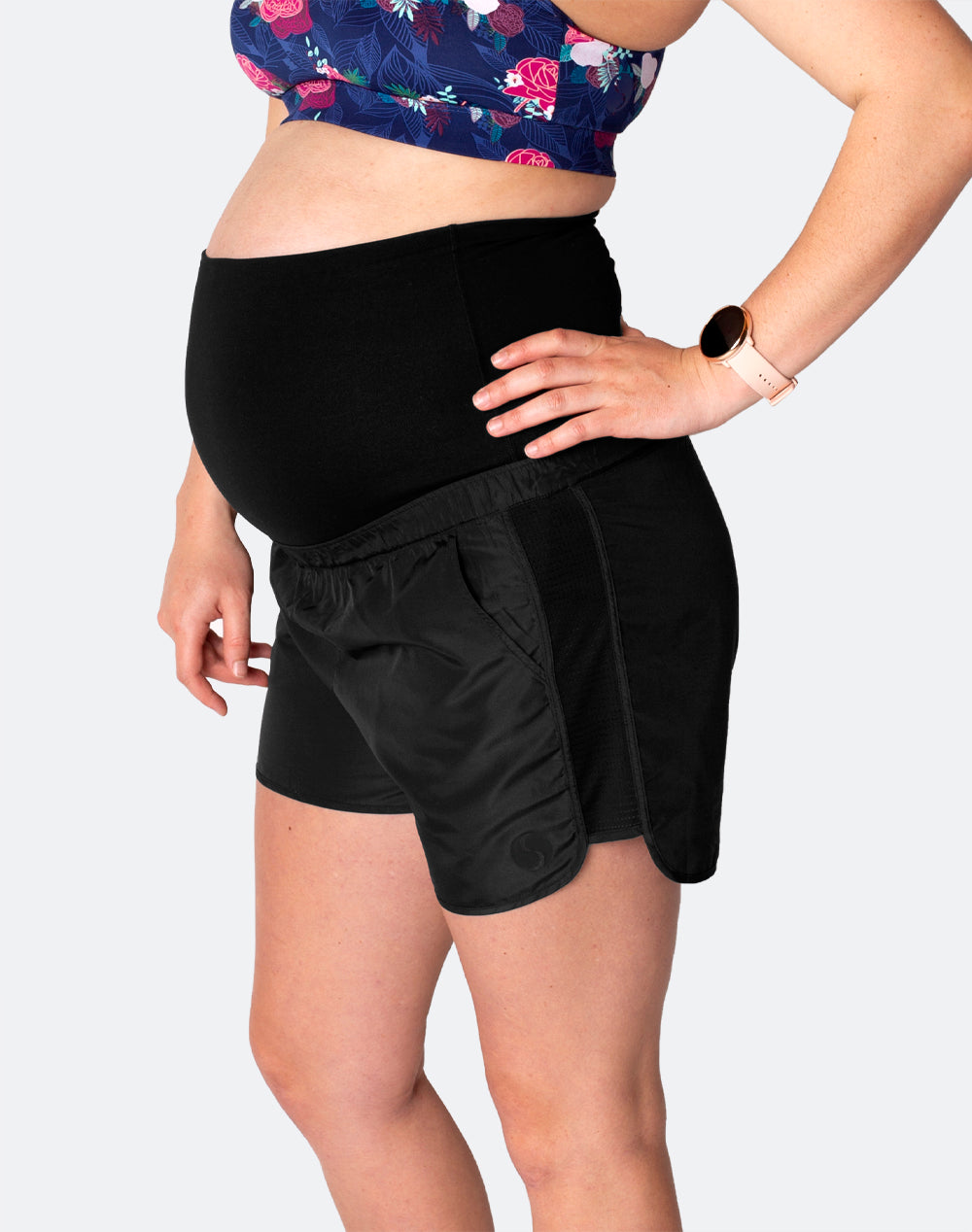 Flex Shorts | Maternity Running Shorts | Black - Nest and Sprout Maternity