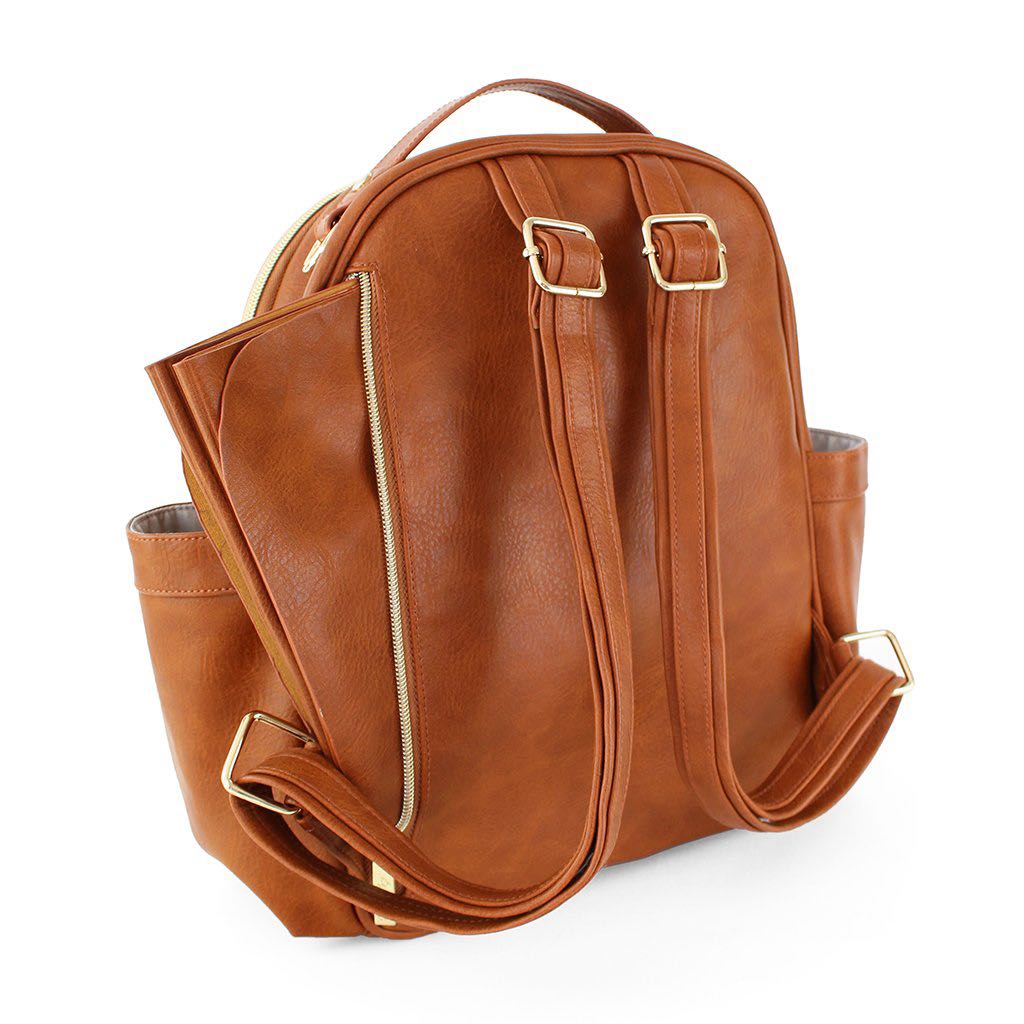 Back view of the Itzy Mini™ Diaper Bag Backpack | Cognac