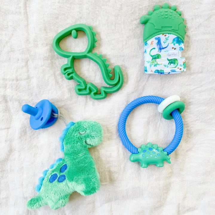 Collection of Dinosaur teething toys from Itzy Ritzy