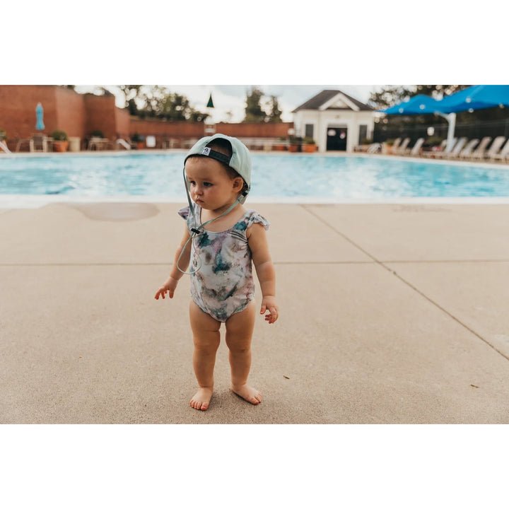 Ruffle Shoulder One Piece Swimsuit | The "River" 0-3 Months