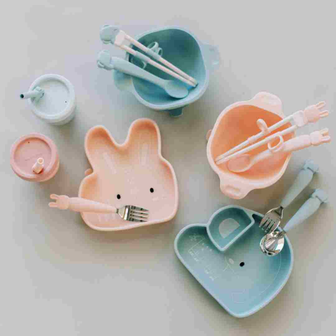Collection of LouLou Lollipop silicone tableware for kids