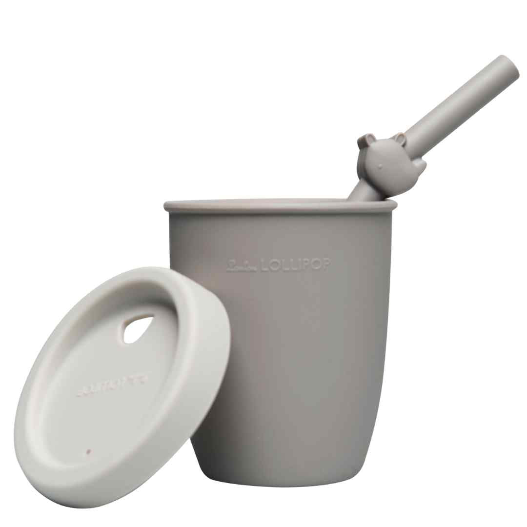 Grey Rhino Silicone Toddler Cup with Straw & Lid