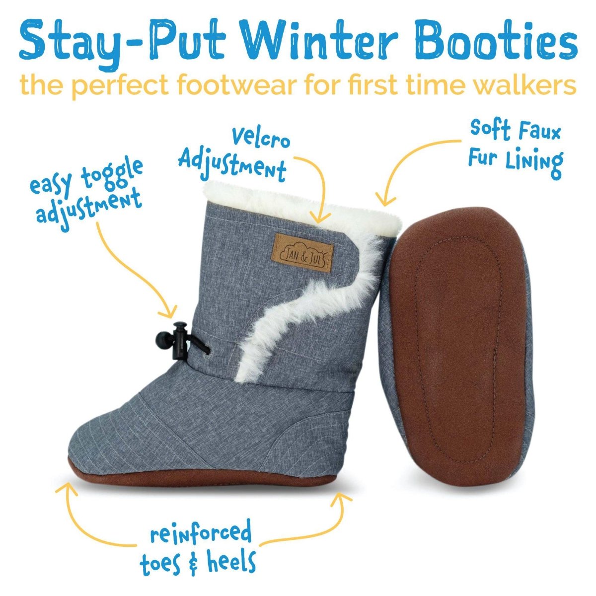 Jan & Jul Stay - Put Winter Booties | Soft Brown - Nest and Sprout - Jan & Jul