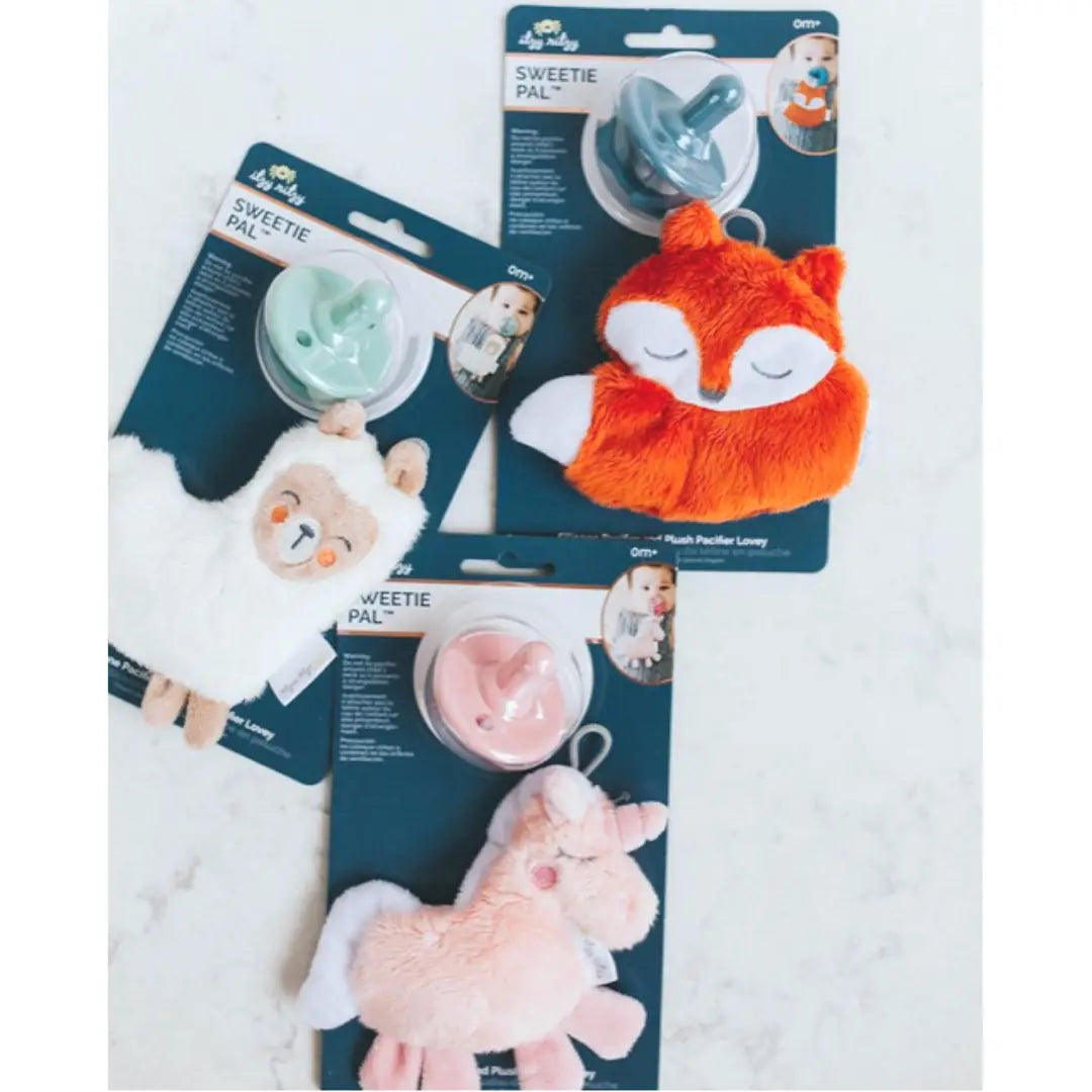 Collection of fox, llama and unicorn Sweetie Pal™ Pacifier & Stuffed Anima