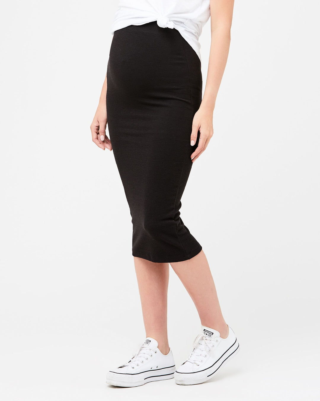 RIPE Ribbed Knit Pencil Skirt in Black - Nest and Sprout Maternity