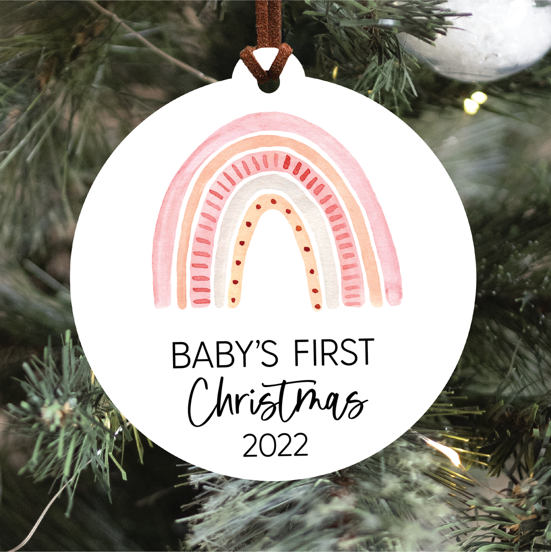 Baby's First Christmas Ornament 2022 Boho Rainbow  | Clearance